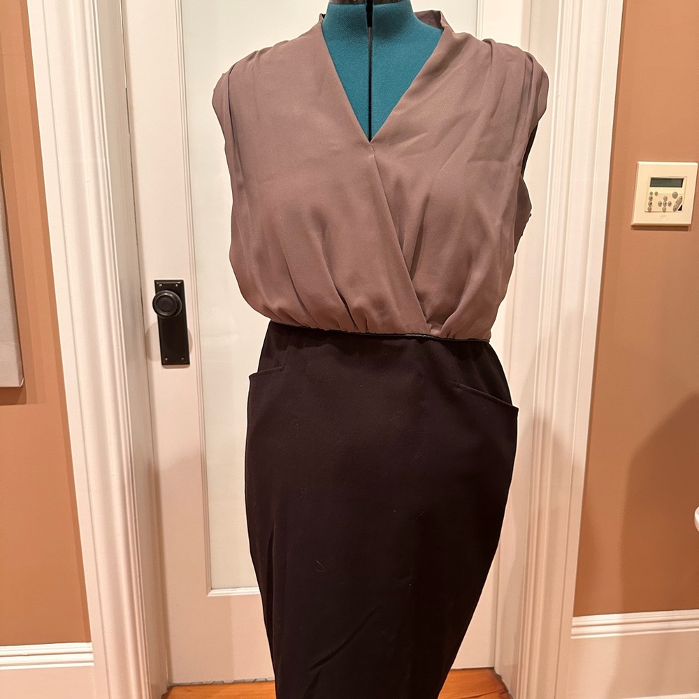 Max and Cleo taupe and black shift dress, Size 14